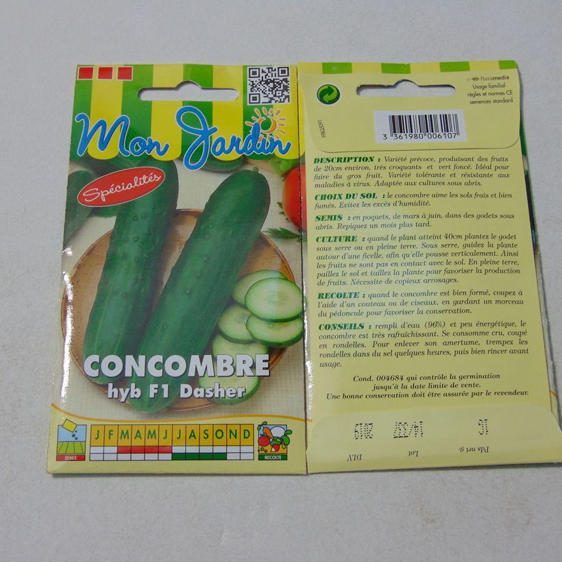 Ejemplo de ejemplar de Concombre Dasher F1 - Cucumis sativus Graines tal y como se entrega