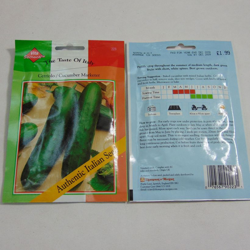 Ejemplo de ejemplar de Concombre demi-long Cetriolo Marketer - Cucumis sativus Graines tal y como se entrega