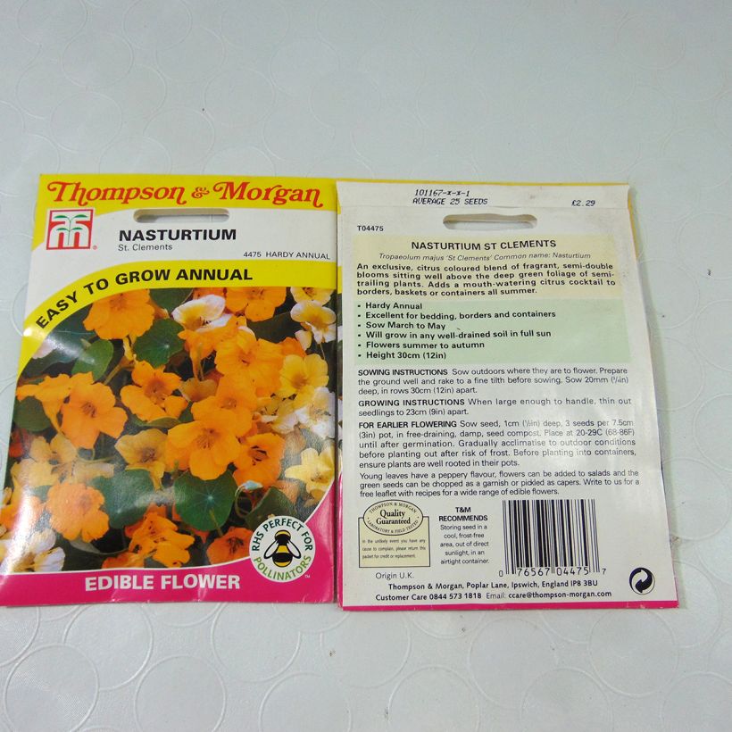 Ejemplo de ejemplar de Graines de Capucine naine St Clements - Tropaeolum majus Graines tal y como se entrega