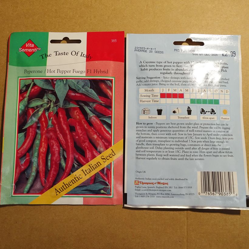 Ejemplo de ejemplar de Piment Fuego F1 - Capsicum annuum Graines tal y como se entrega