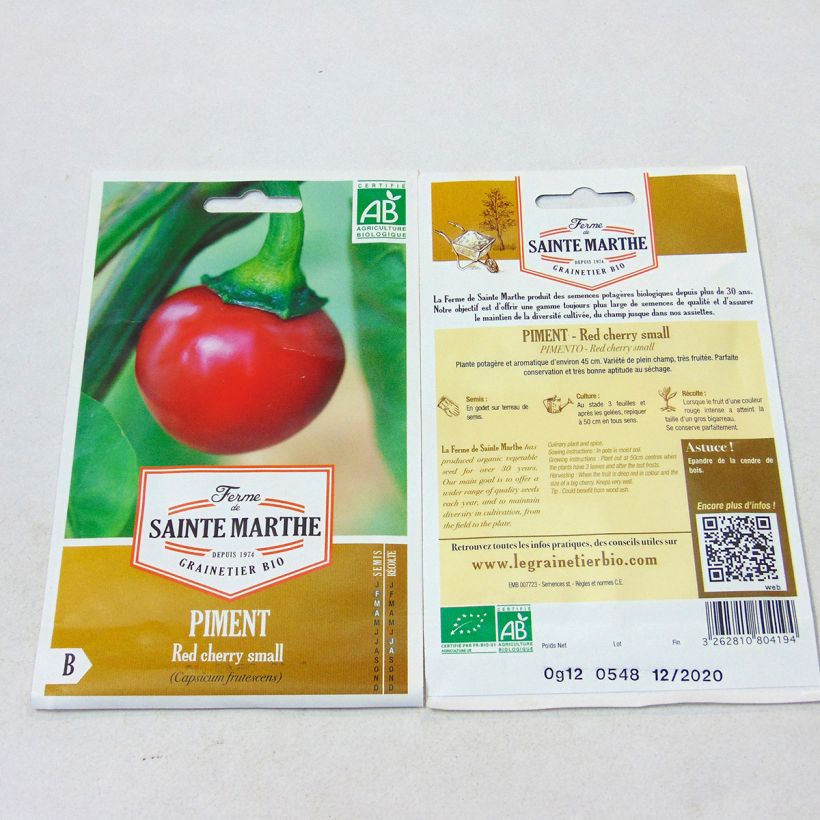 Ejemplo de ejemplar de Piment Red Cherry Small Bio - Ferme de Sainte Marthe Graines tal y como se entrega