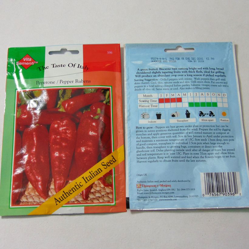 Ejemplo de ejemplar de Piment Rubens Lungo Rosso - Capsicum annuum Graines tal y como se entrega