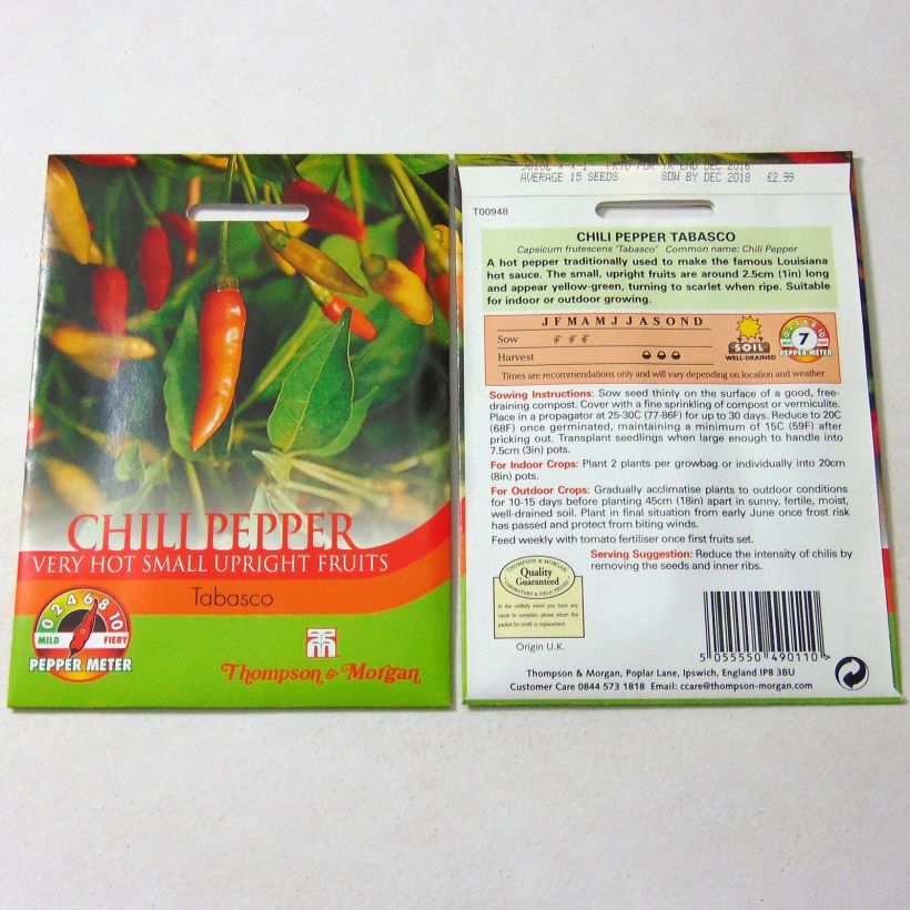 Ejemplo de ejemplar de Piment Tabasco - Capsicum annuum Graines tal y como se entrega