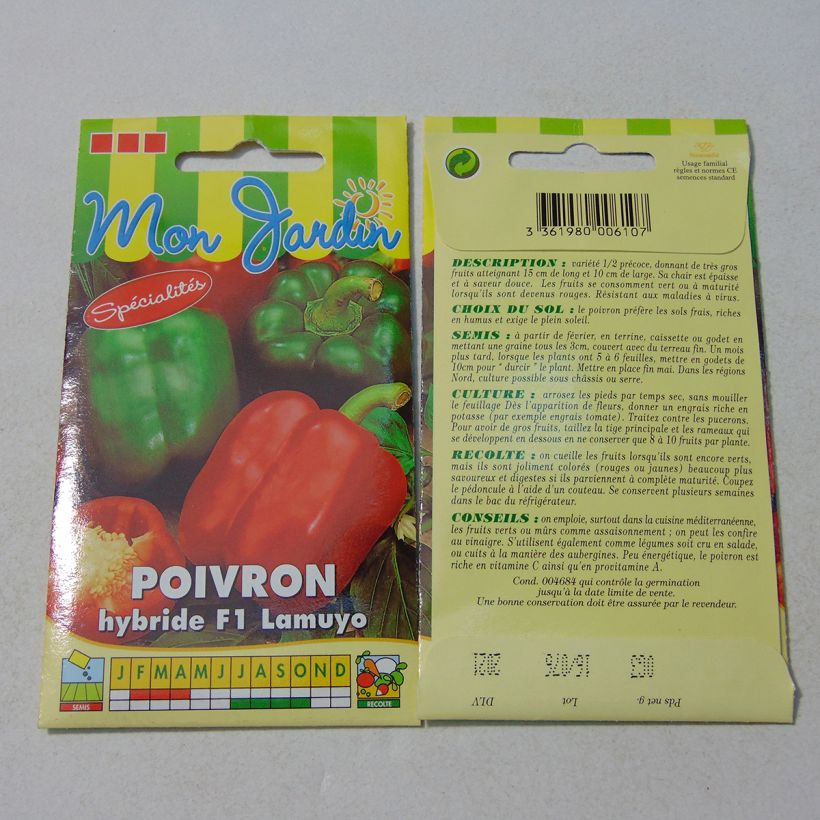 Ejemplo de ejemplar de Poivron Lamuyo F1 rouge - Capsicum annuum Graines tal y como se entrega