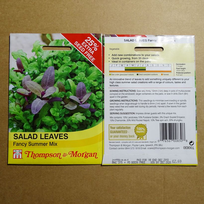 Ejemplo de ejemplar de Salades à couper Fancy Summer Mix - Mesclun Graines tal y como se entrega