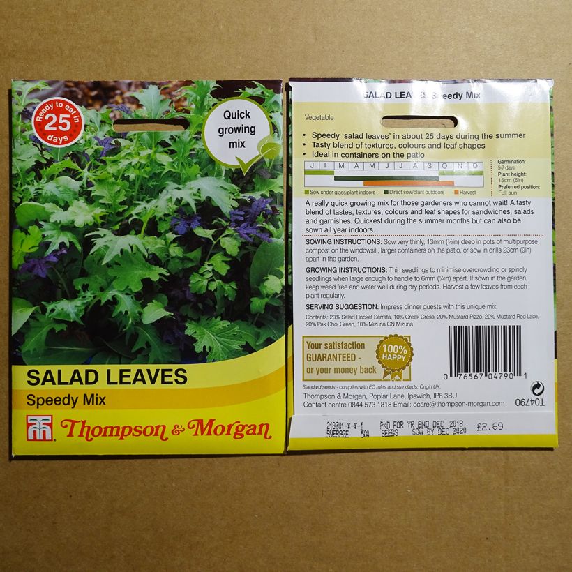 Ejemplo de ejemplar de Salades à couper Speedy Mix - Mesclun Graines tal y como se entrega