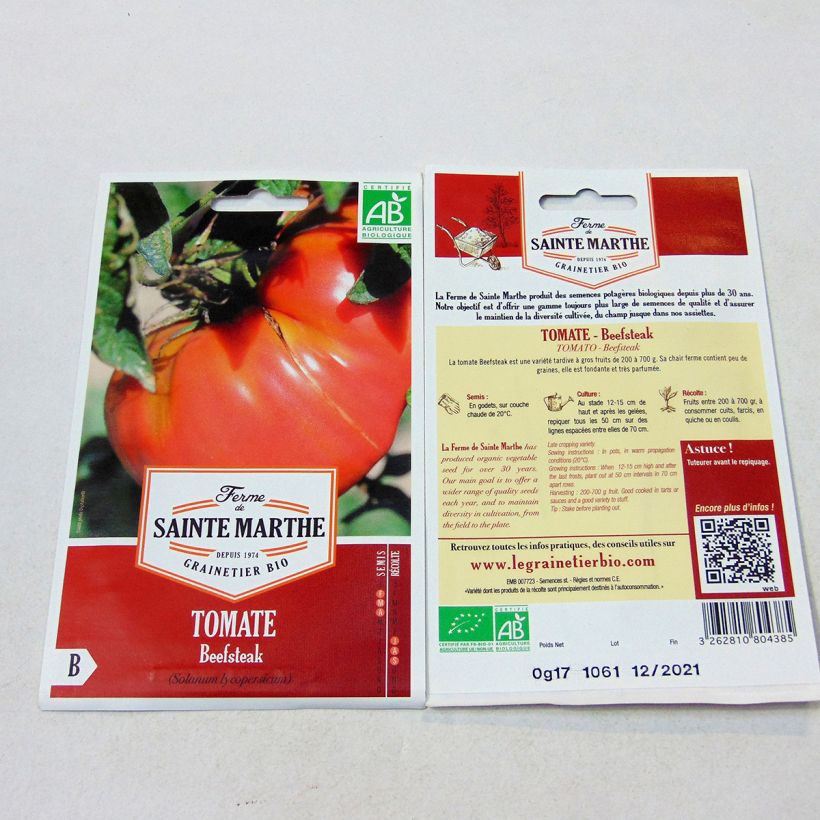 Ejemplo de ejemplar de Tomate Beefsteak Bio - Ferme de Sainte Marthe Graines tal y como se entrega