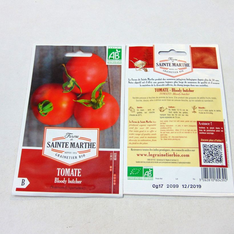 Ejemplo de ejemplar de Tomate Bloody Butcher Bio - Ferme de Sainte Marthe Graines tal y como se entrega