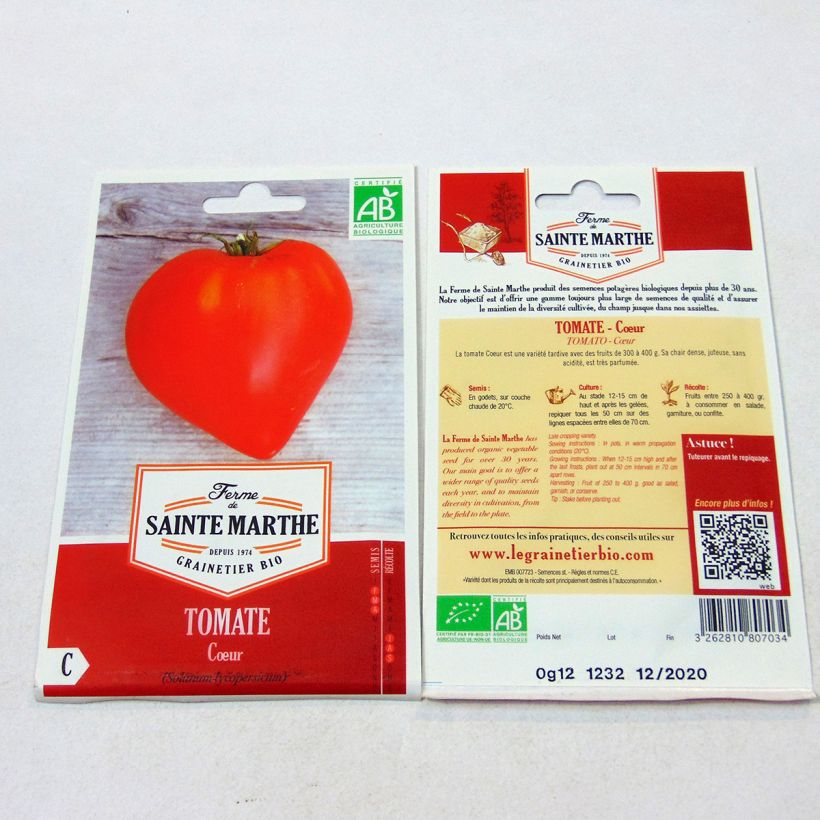 Ejemplo de ejemplar de Tomate Coeur Bio - Ferme de Sainte Marthe Graines tal y como se entrega