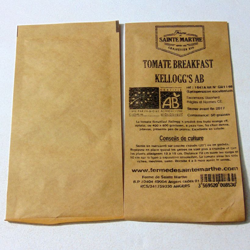 Ejemplo de ejemplar de Tomate Kellogg's Breakfast Bio - Ferme de Sainte Marthe  Graines tal y como se entrega