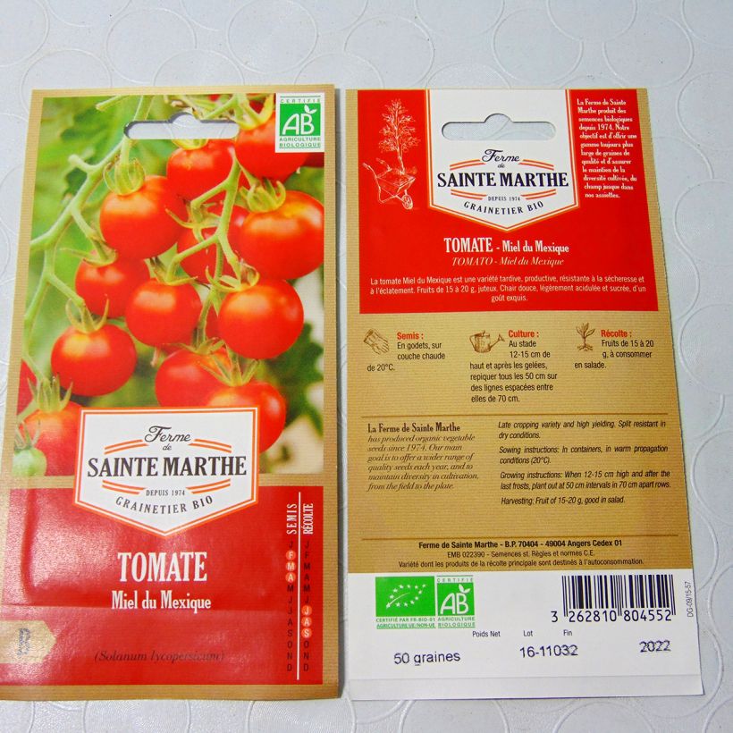 Ejemplo de ejemplar de Tomate Miel Du Mexique Bio - Ferme de Sainte Marthe Graines tal y como se entrega