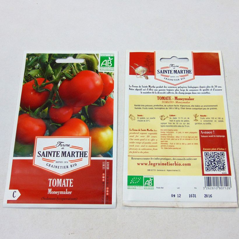 Ejemplo de ejemplar de Tomate Moneymaker Bio - Ferme de Sainte Marthe Graines tal y como se entrega