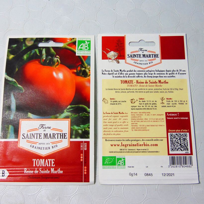 Ejemplo de ejemplar de Tomate Reine de Sainte-Marthe Bio - Ferme de Sainte Marthe Graines tal y como se entrega