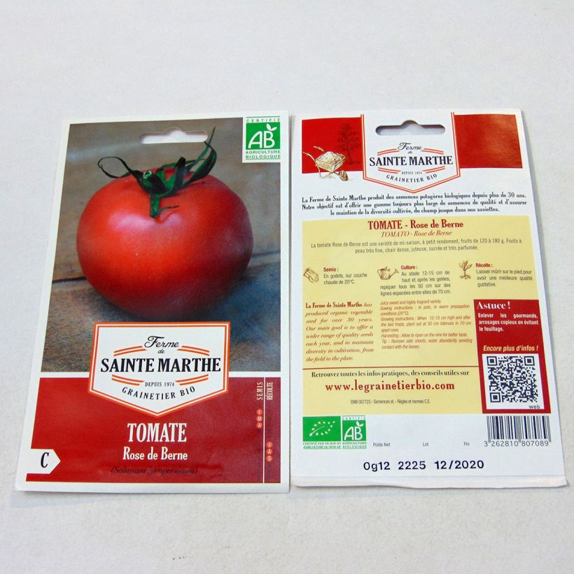 Ejemplo de ejemplar de Tomate Rose de Berne Bio - Ferme de Sainte Marthe Graines tal y como se entrega