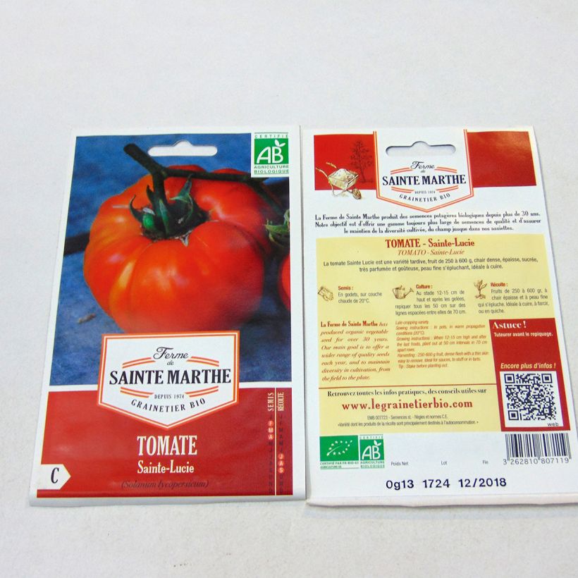 Ejemplo de ejemplar de Tomate Sainte Lucie Bio - Ferme de Sainte Marthe Graines tal y como se entrega