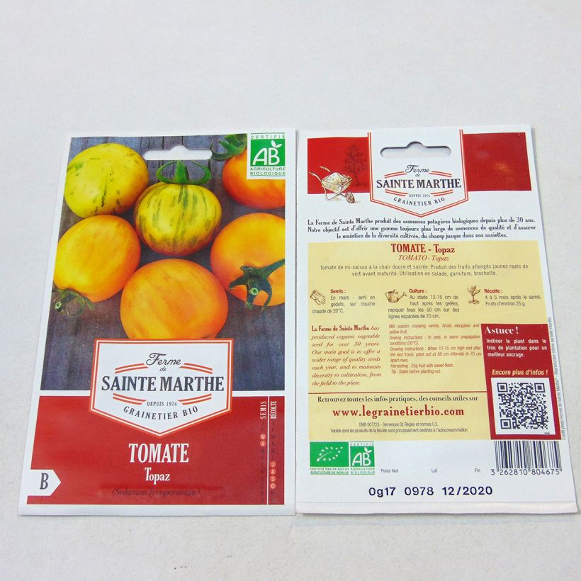 Ejemplo de ejemplar de Tomate Topaz Bio - Ferme de Sainte Marthe Graines tal y como se entrega